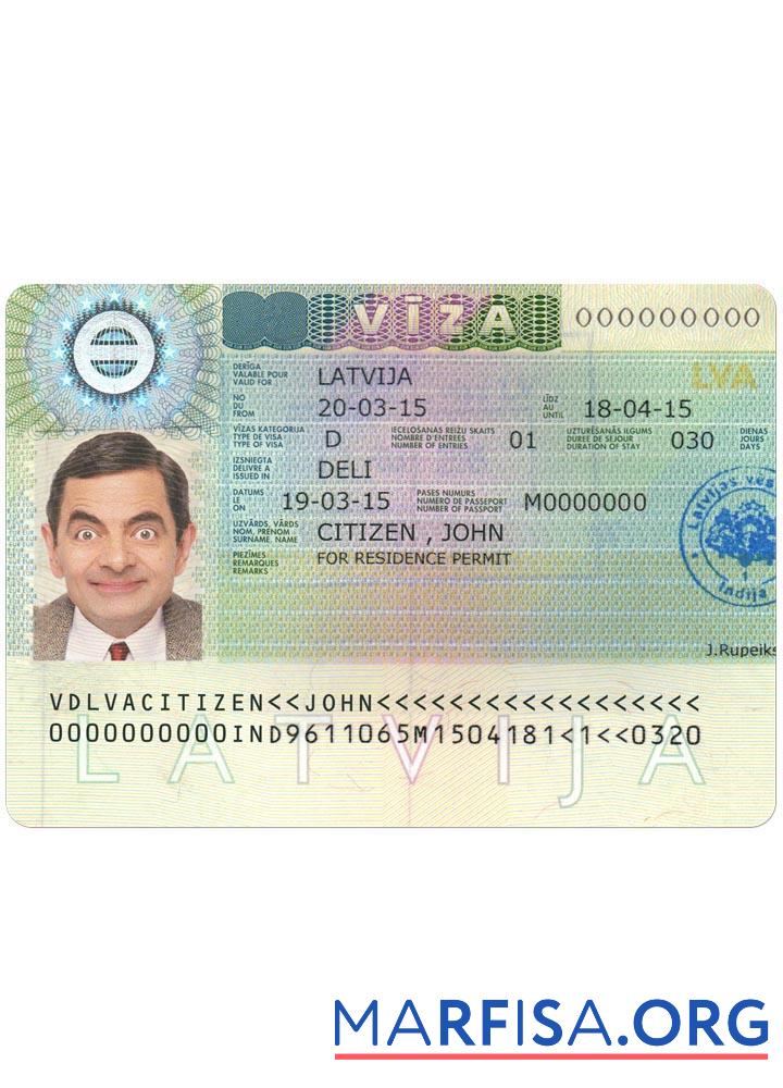 Downloadable Latvia visa template